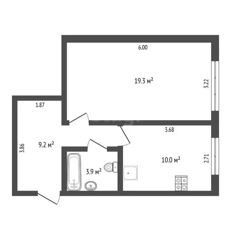 1-комнатная квартира: Тюмень, улица Ю.-Р.Г. Эрвье, 16 (42.4 м) - Фото 1