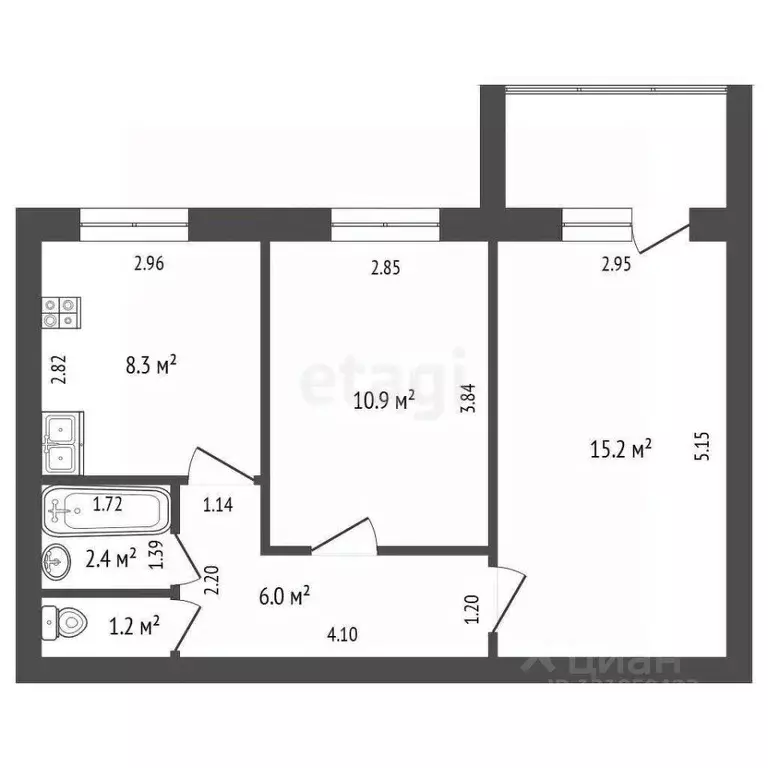 2-к кв. Архангельская область, Коряжма ул. Набережная им. Н. ... - Фото 2