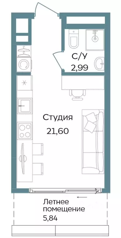 Студия Крым, Саки ул. Морская (30.43 м) - Фото 0