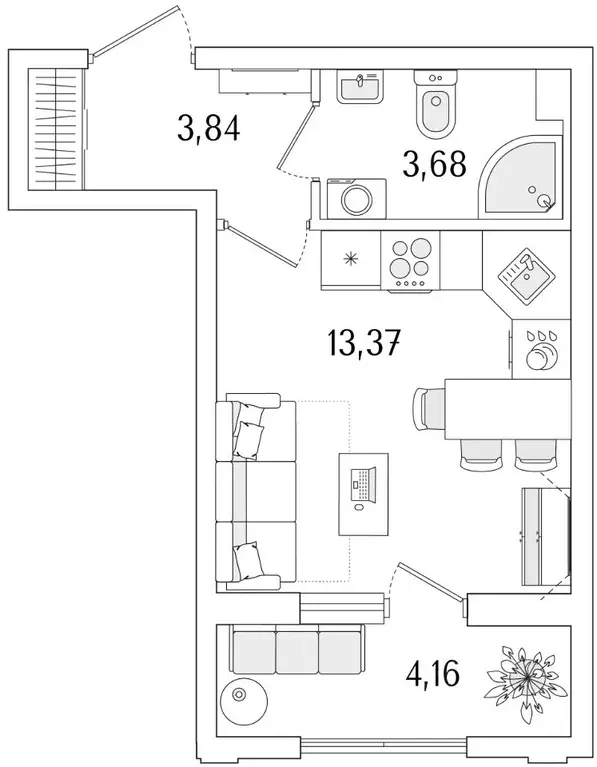 Студия Санкт-Петербург ул. Фучика, 12к2Г1 (22.97 м) - Фото 0