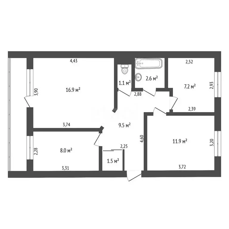 3-комнатная квартира: Тамбовка, Крестьянская улица, 9/1 (58.7 м) - Фото 0