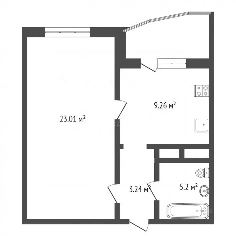1-к кв. Тюменская область, Тюмень ул. Валентины Трофимовой, 7 (40.9 м) - Фото 2
