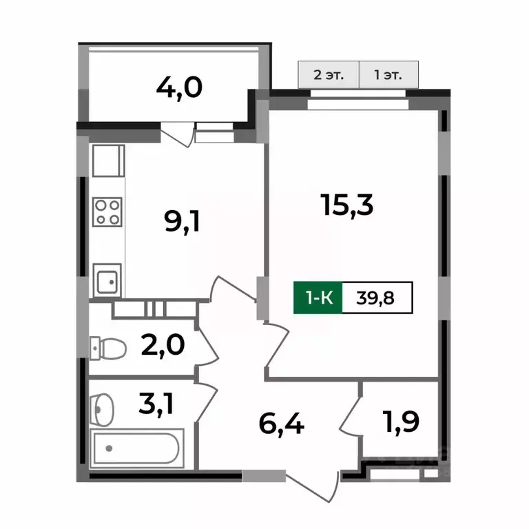 1-к кв. Владимирская область, Ковров Еловая ул., 82 (39.8 м) - Фото 0