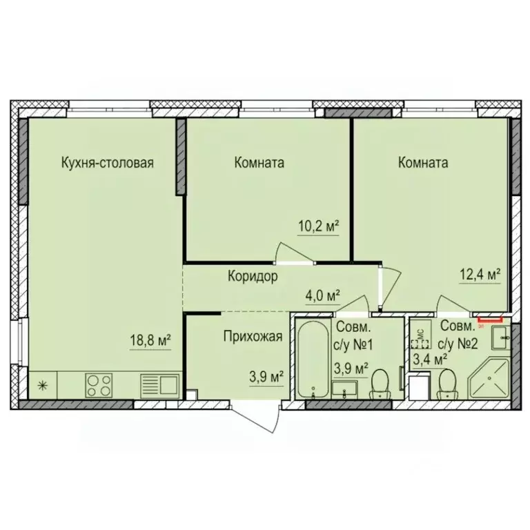 2-к кв. Удмуртия, Ижевск Буммаш жилрайон, Покровский жилой комплекс ... - Фото 1