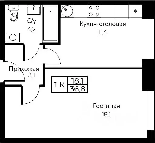 1-к кв. Москва ул. Наметкина, 10Д (36.8 м) - Фото 0