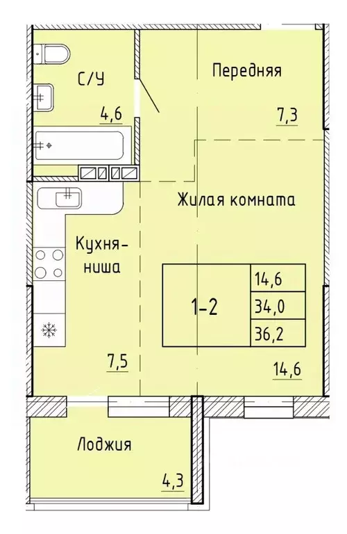 1-к кв. Приморский край, Артем  (34.6 м) - Фото 1