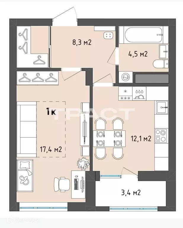 Продаётся 1-к квартира, 45 м - Фото 0
