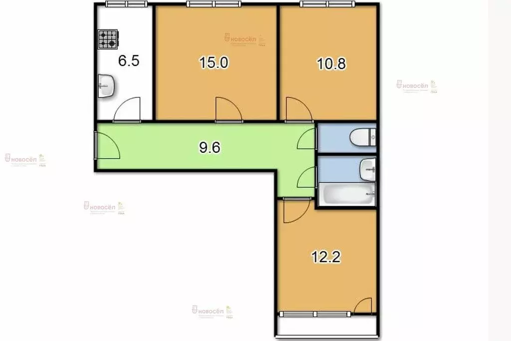 3-комнатная квартира: Екатеринбург, Ольховская улица, 23 (59 м) - Фото 0