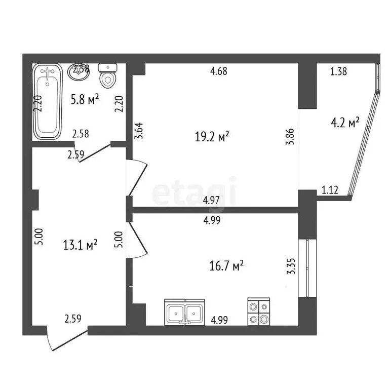 1-комнатная квартира: Симферополь, Битакская улица, 17 (55 м) - Фото 1