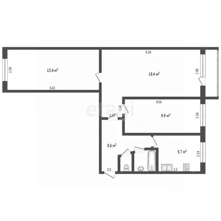 2-к кв. Орловская область, Орел Красноармейская ул., 3 (43.0 м) - Фото 1