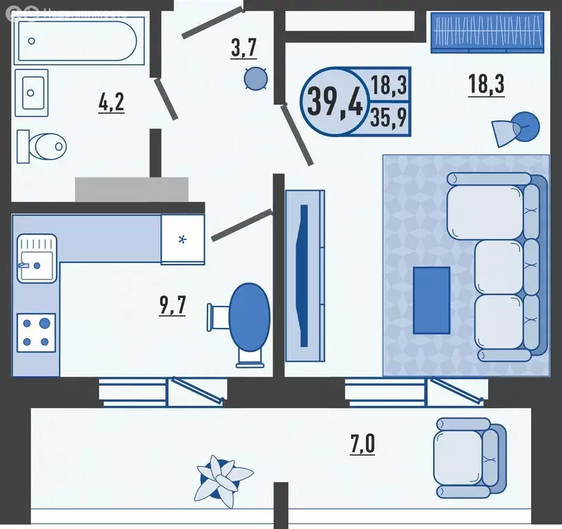 1-комнатная квартира: Орловский муниципальный округ, деревня ... - Фото 1