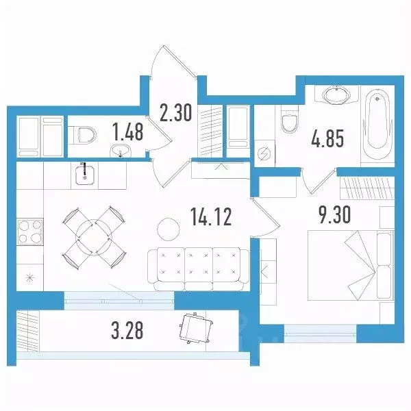 1-к кв. Санкт-Петербург ул. Маршала Казакова, 62к1 (33.03 м) - Фото 0