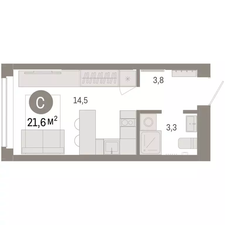 Квартира-студия: Тюмень, жилой комплекс Республики 205 (21.57 м) - Фото 1