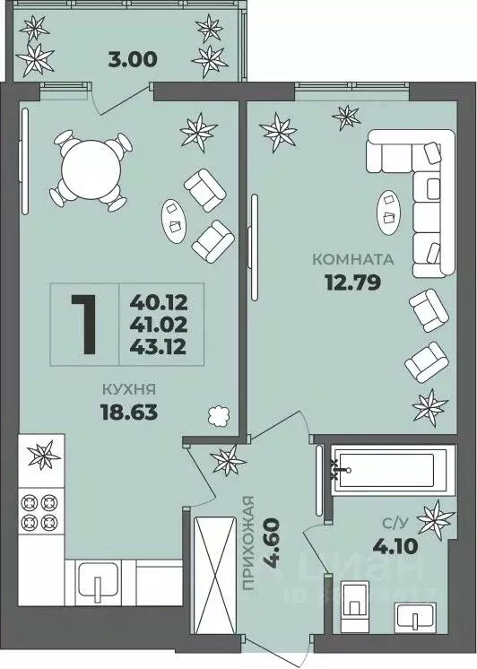 1-к кв. Калининградская область, Калининград ул. Генерала Толстикова, ... - Фото 1