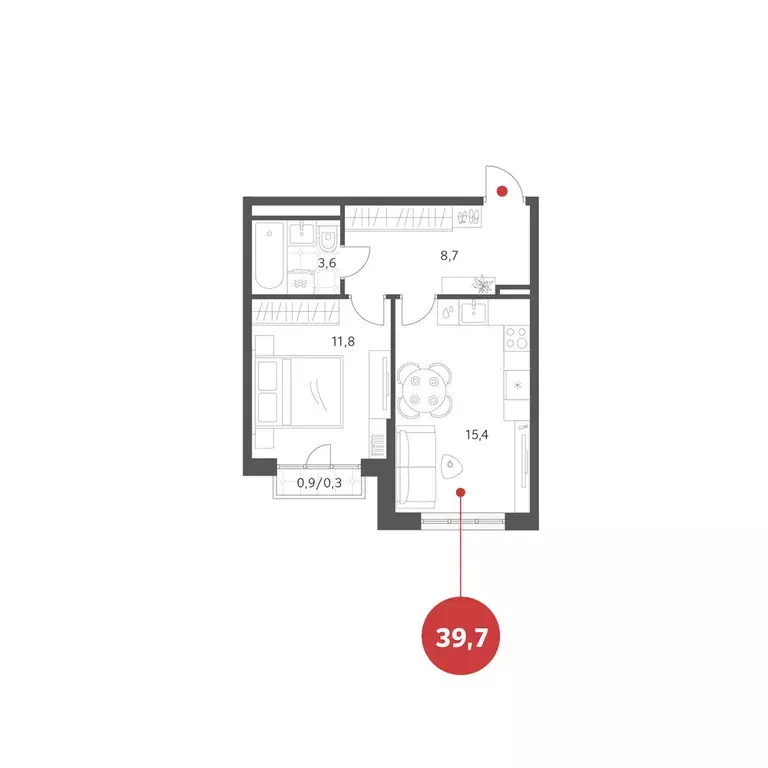 1-к квартира, 39.65 м - Фото 0