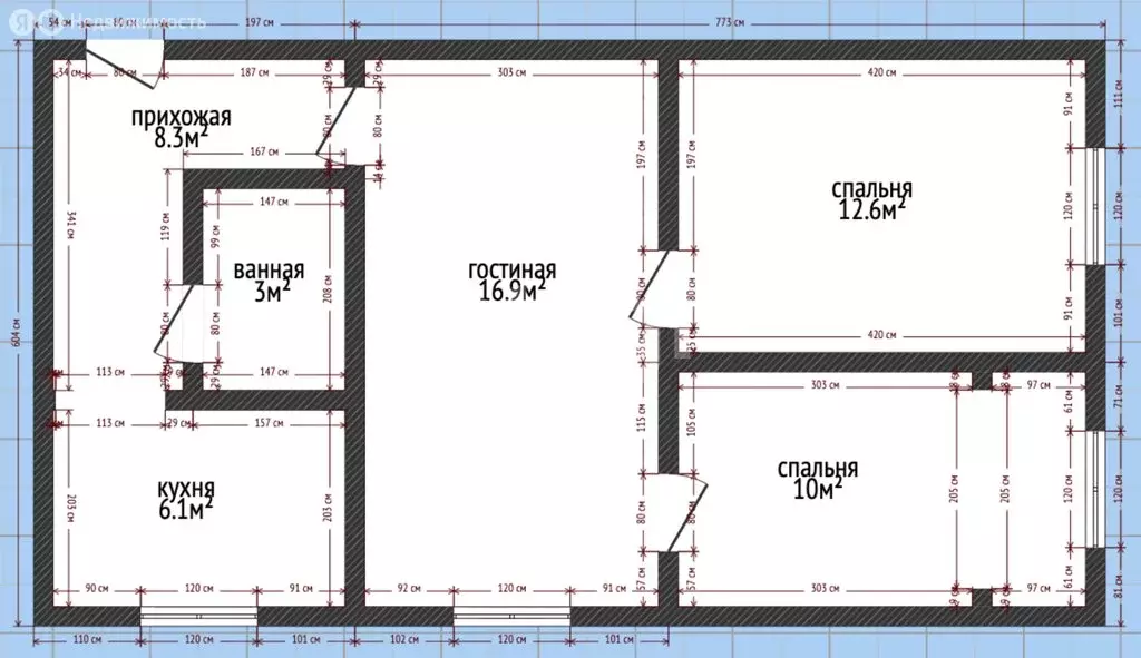 3-комнатная квартира: Каспийск, улица Ленина, 8 (58.7 м) - Фото 1