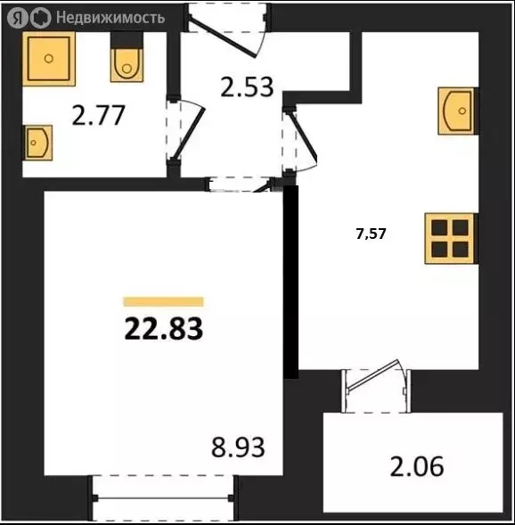 1-комнатная квартира: Пионерский, улица Гептнера, 19 (27.23 м) - Фото 1