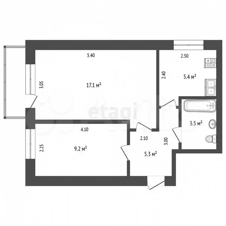2-к. квартира, 40,5 м, 2/9 эт. - Фото 0