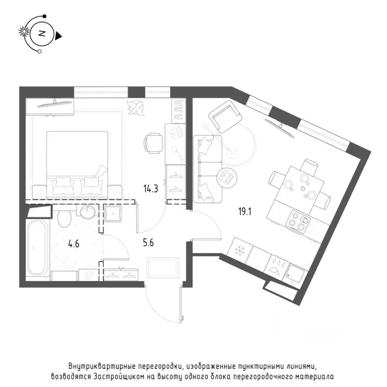 1-к кв. Санкт-Петербург Лисичанская ул., 15 (43.6 м) - Фото 0