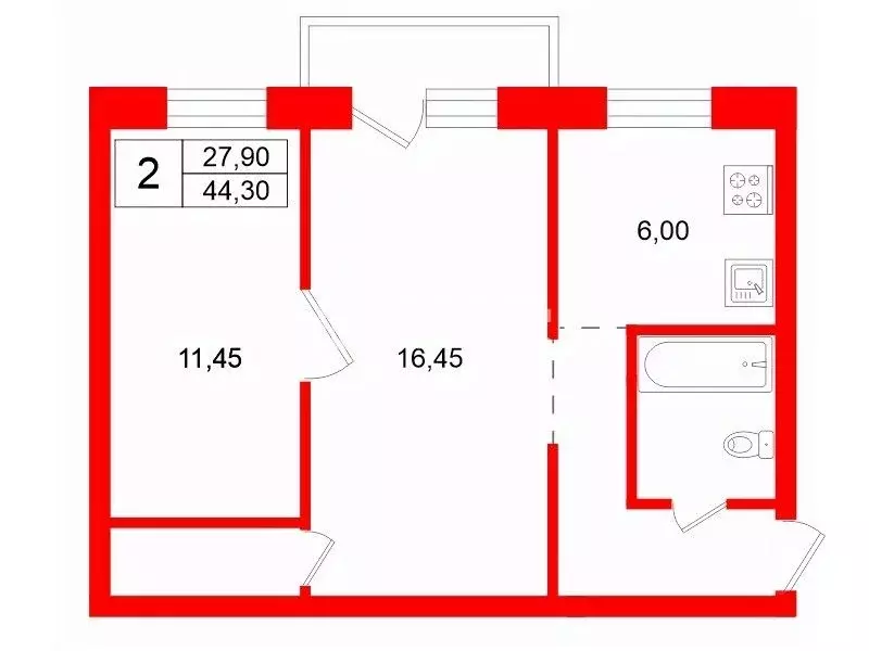 2-к кв. Ленинградская область, Коммунар г. Гатчинский муниципальный ... - Фото 2
