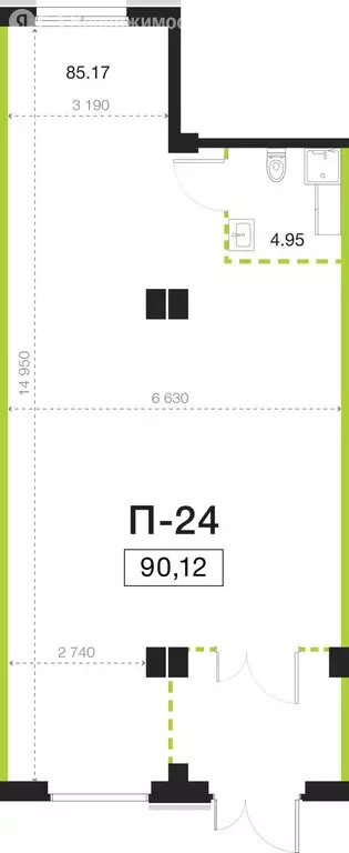 Помещение свободного назначения (90.12 м) - Фото 1