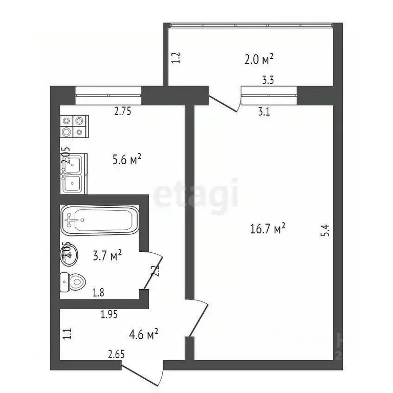 1-к кв. Башкортостан, Стерлитамак Шахтау мкр, ул. Карла Либкнехта, 8 ... - Фото 2