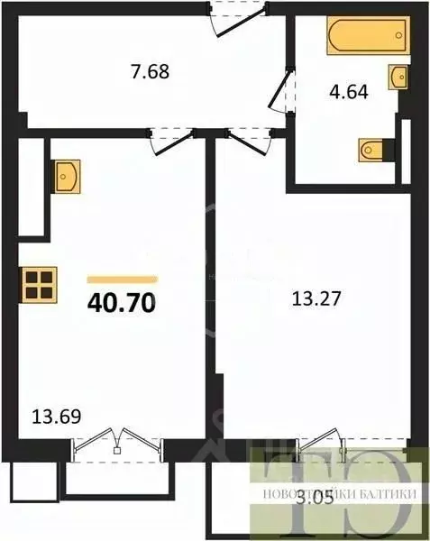 1-к кв. Калининградская область, Гурьевский муниципальный округ, пос. ... - Фото 1