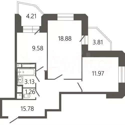 2-к. квартира, 64,5 м, 16/17 эт. - Фото 0