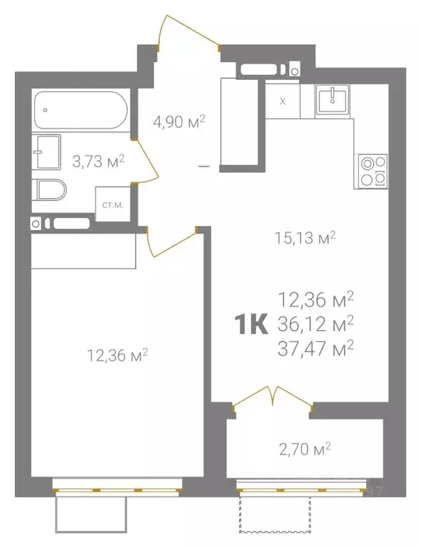 1-к кв. Нижегородская область, Нижний Новгород Ветеринарная ул. (37.47 ... - Фото 2