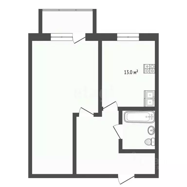 1-к кв. Тюменская область, Тюмень ул. Пермякова, 82к1 (44.9 м) - Фото 2