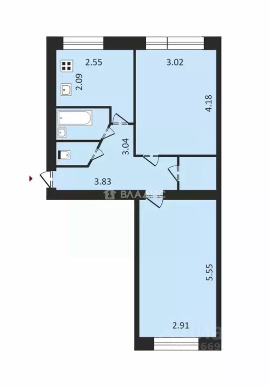 2-к кв. Владимирская область, Владимир Добросельская ул., 195б (44.5 ... - Фото 1