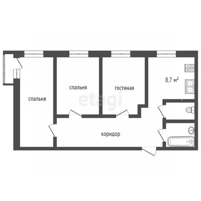 3-к кв. Ямало-Ненецкий АО, Новый Уренгой Ленинградский просп., 8Б ... - Фото 2