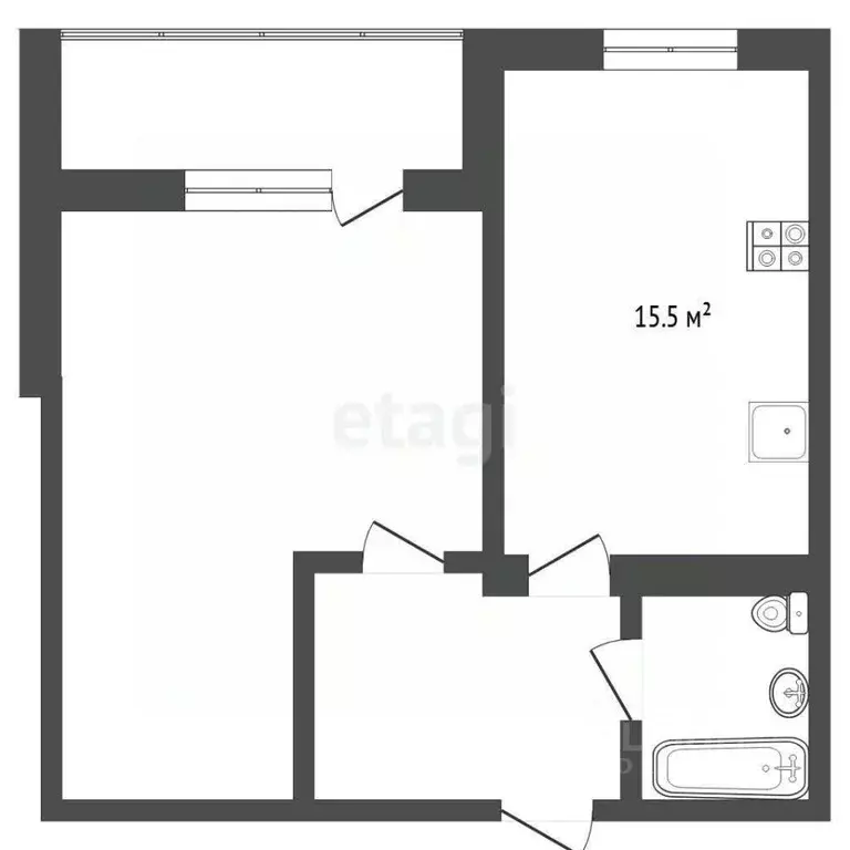 1-к кв. Тюменская область, Тюмень Мельничная ул., 26 (49.1 м) - Фото 2