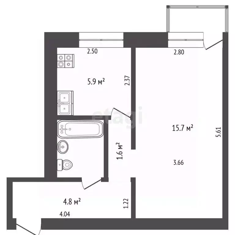 Студия Архангельская область, Архангельск проезд Выборнова, 3 (31.1 м) - Фото 1
