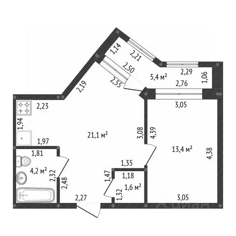 1-к кв. Башкортостан, Уфа Коммунистическая ул., 98/1 (40.1 м) - Фото 1