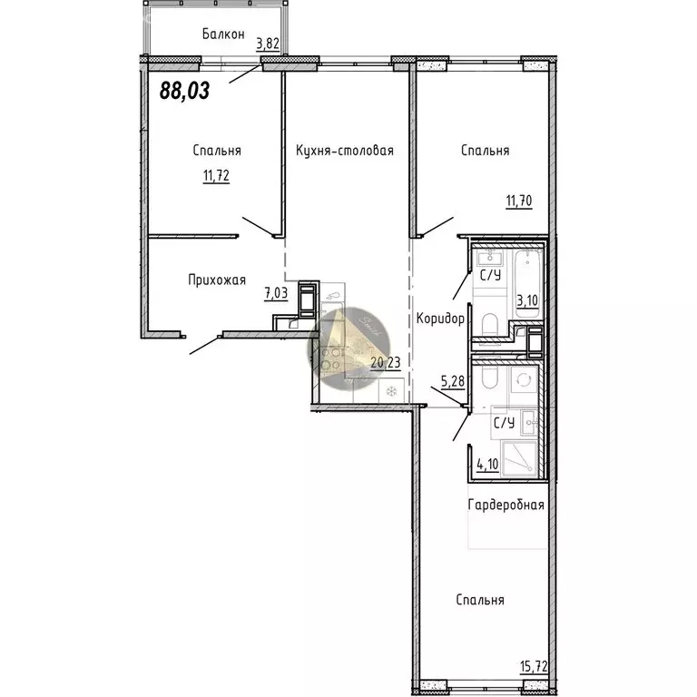 3-комнатная квартира: Санкт-Петербург, набережная реки Каменки, 11к1 ... - Фото 1