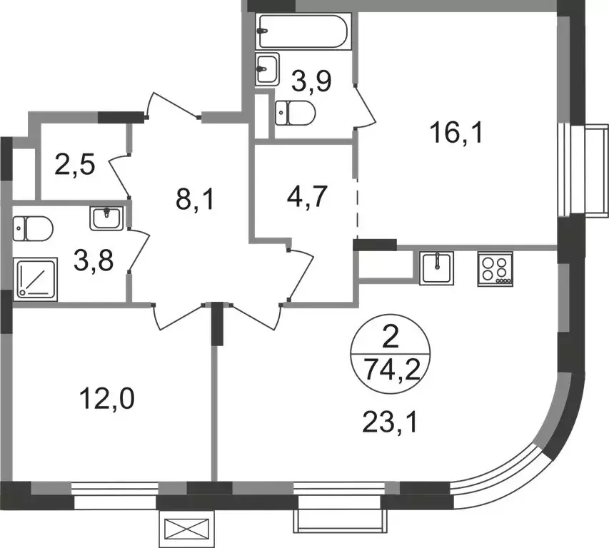 2-комнатная квартира: посёлок городского типа Заречье, Мещерский ... - Фото 1