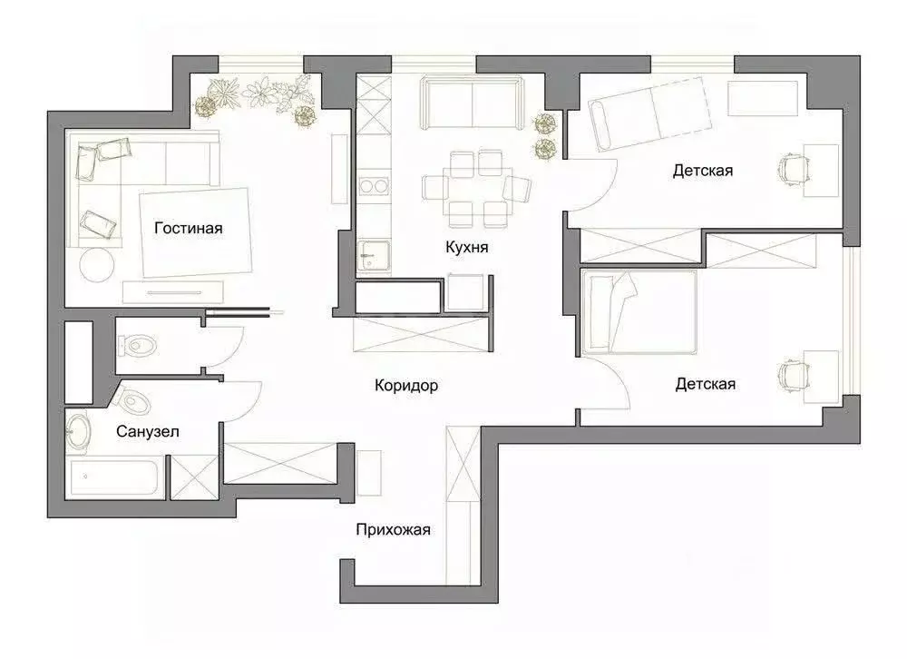 3-к кв. Тульская область, Тула пос. Северный, проезд Еловой, 10 (65.0 ... - Фото 2