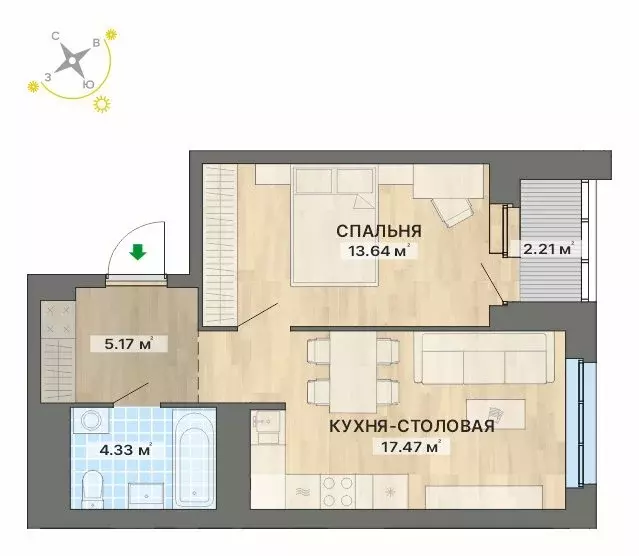 1-комнатная квартира: Екатеринбург, жилой район Уралмаш, Авангардная ... - Фото 0