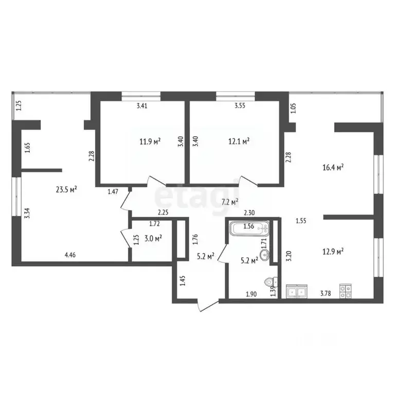 3-к кв. Краснодарский край, Новороссийск ул. Куникова, 47Ак2 (97.1 м) - Фото 1