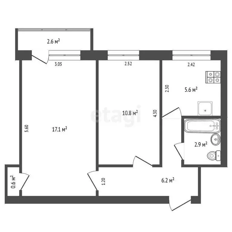 2-комнатная квартира: Ростов-на-Дону, улица Мечникова, 152 (43.2 м) - Фото 0