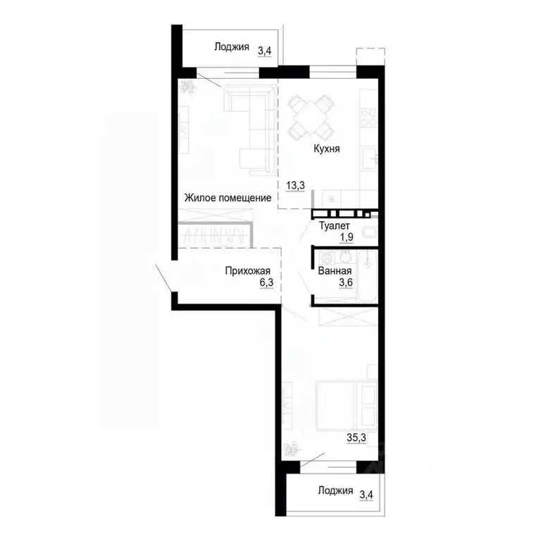 1-к кв. Приморский край, Владивосток ул. Бринера (60.4 м) - Фото 1
