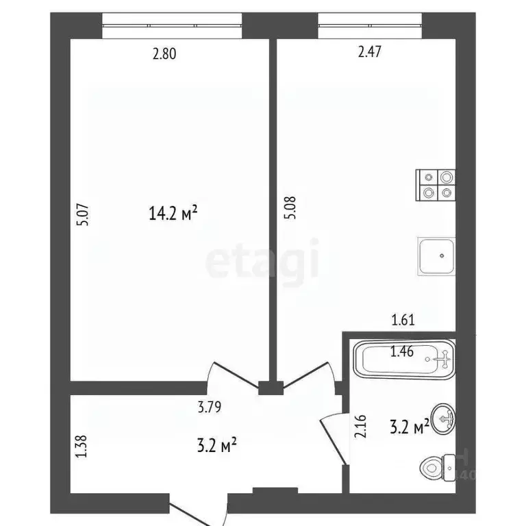 1-к кв. Свердловская область, Тугулым пгт ул. Полевая, 31к1 (33.6 м) - Фото 2