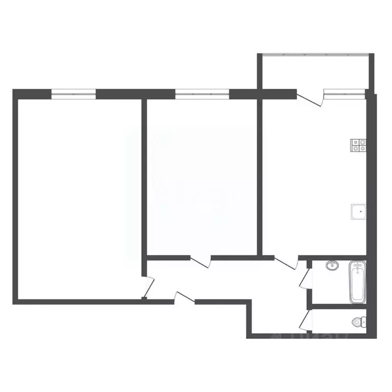 2-к кв. Тульская область, Липки Киреевский район, ул. Гоголя, 2А (50.7 ... - Фото 2