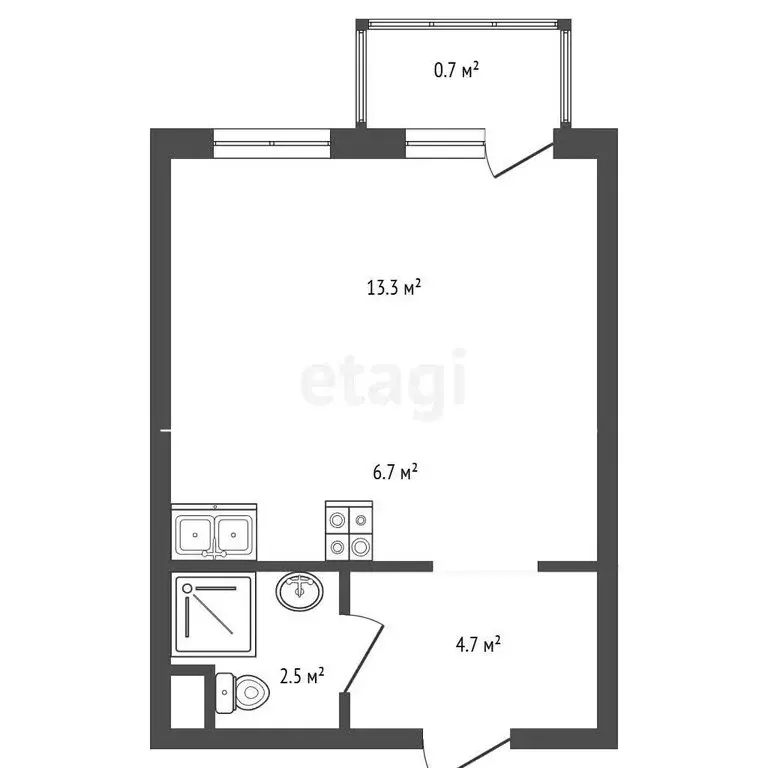 Квартира-студия: Новоселье, Парадная улица, 2/13 (27.3 м) - Фото 1