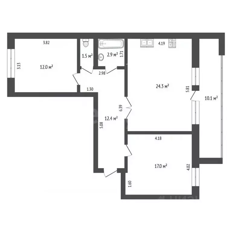 2-к кв. Тюменская область, Тюмень Широтная ул., 128 (70.1 м) - Фото 2