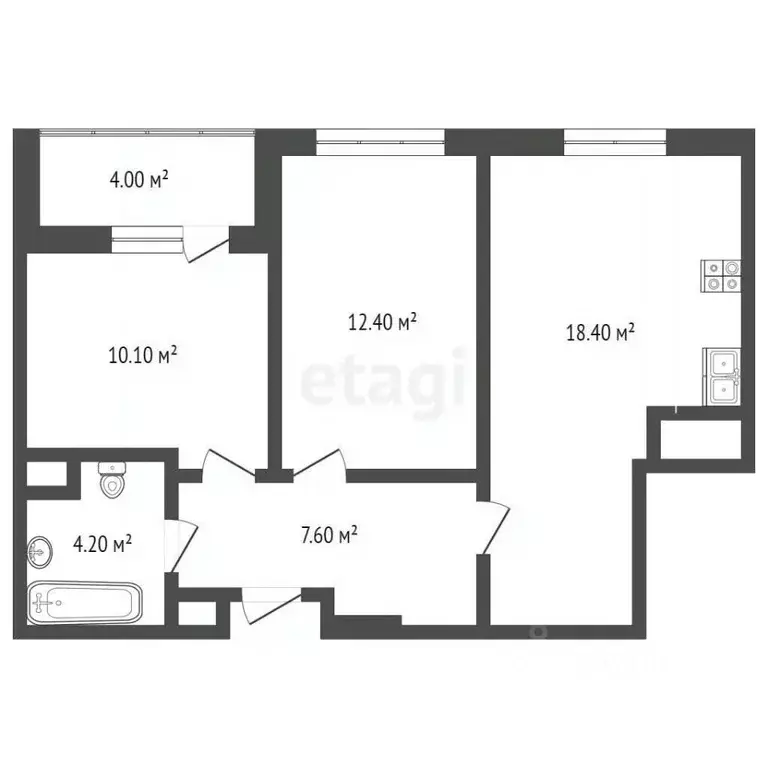 2-к кв. Тюменская область, Тюмень ул. Тальниковая, 3 (52.9 м) - Фото 1