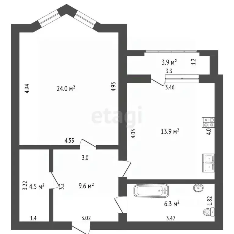 1-к кв. Башкортостан, Стерлитамак ул. Тукаева, 4 (58.3 м) - Фото 2