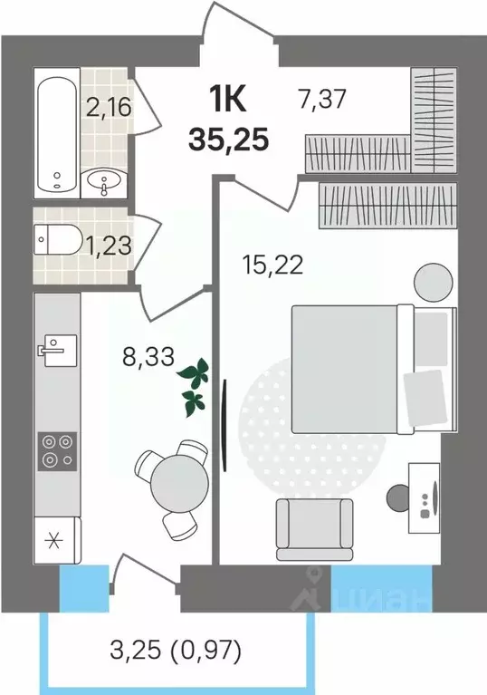 1-к кв. Пермский край, Пермский муниципальный округ, с. Култаево ул. ... - Фото 1