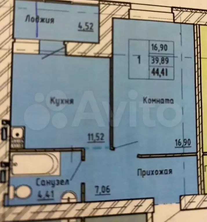 1-к. квартира, 39,4 м, 10/16 эт. - Фото 0
